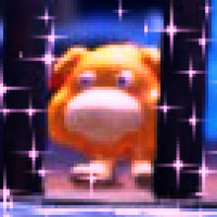 oatchi behind bars with a pink sparkly filter