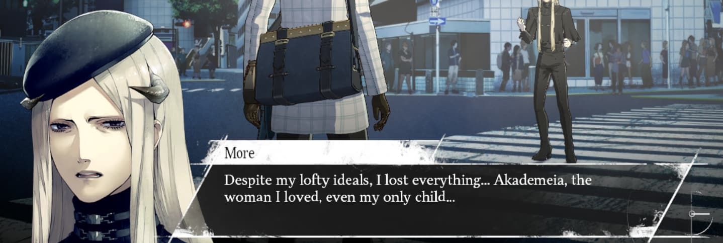 More saying `Despite my lofty ideals, I lost everything... Akademeia, the woman I loved, even my own child...`