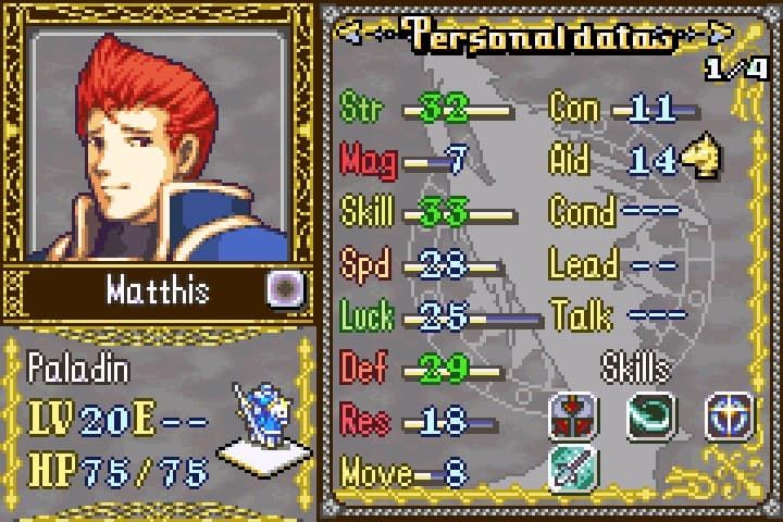 Matthis stat screen