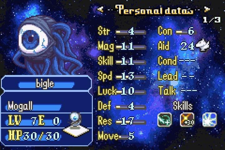 Bigle stat screen